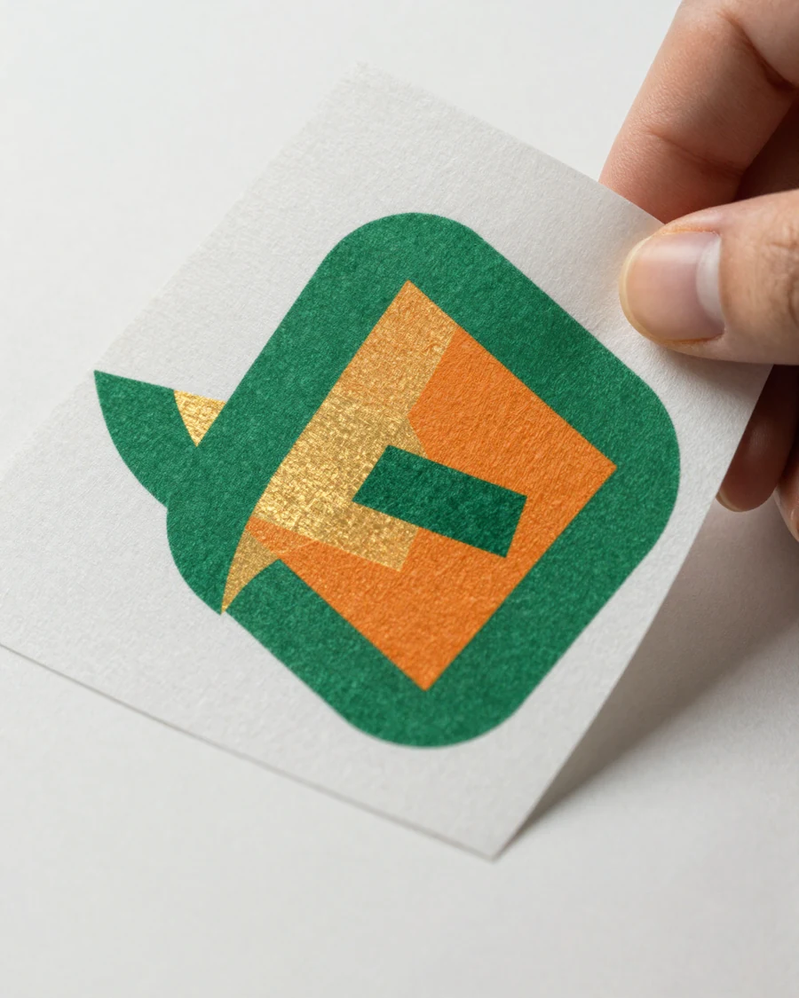 Logo imprimé sur papier texturé, finition premium