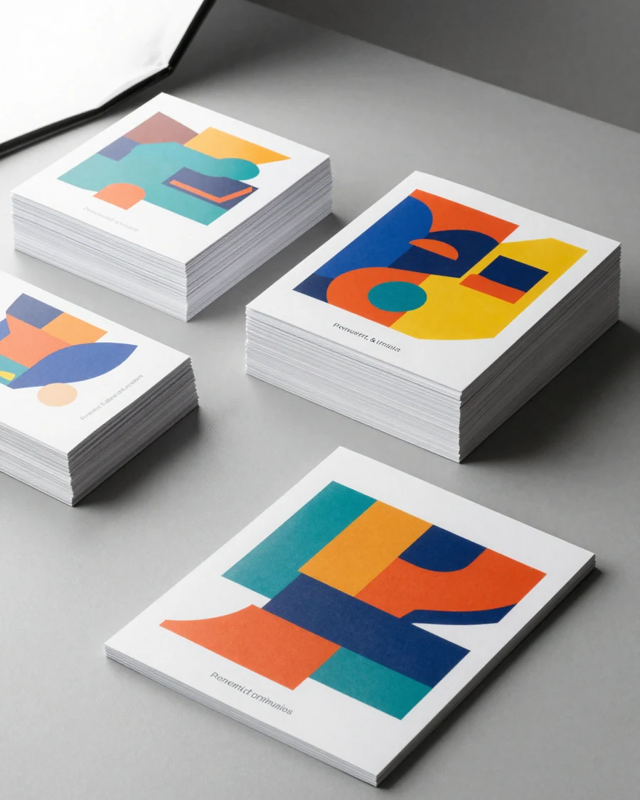 Cartes et supports imprimés au design coloré